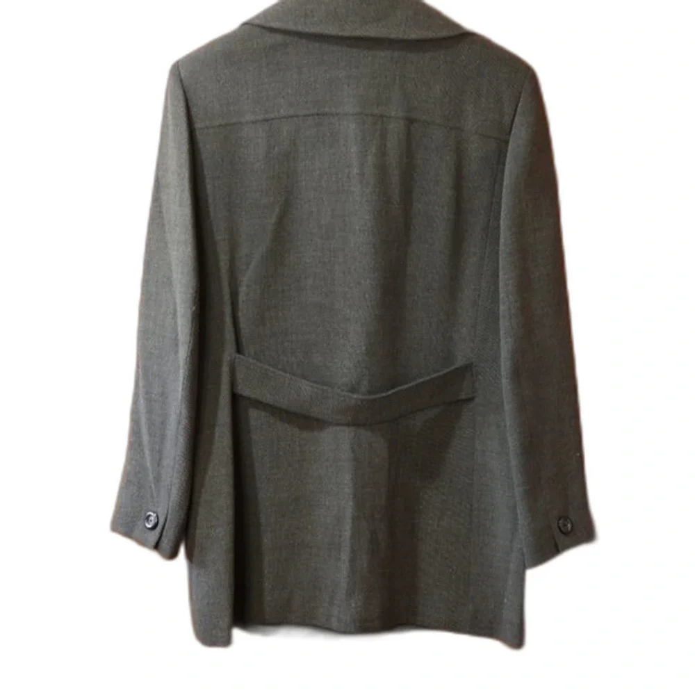 Vintage Tahari Gray Green Matching Long Line Blazer & Pants Suit Set 12